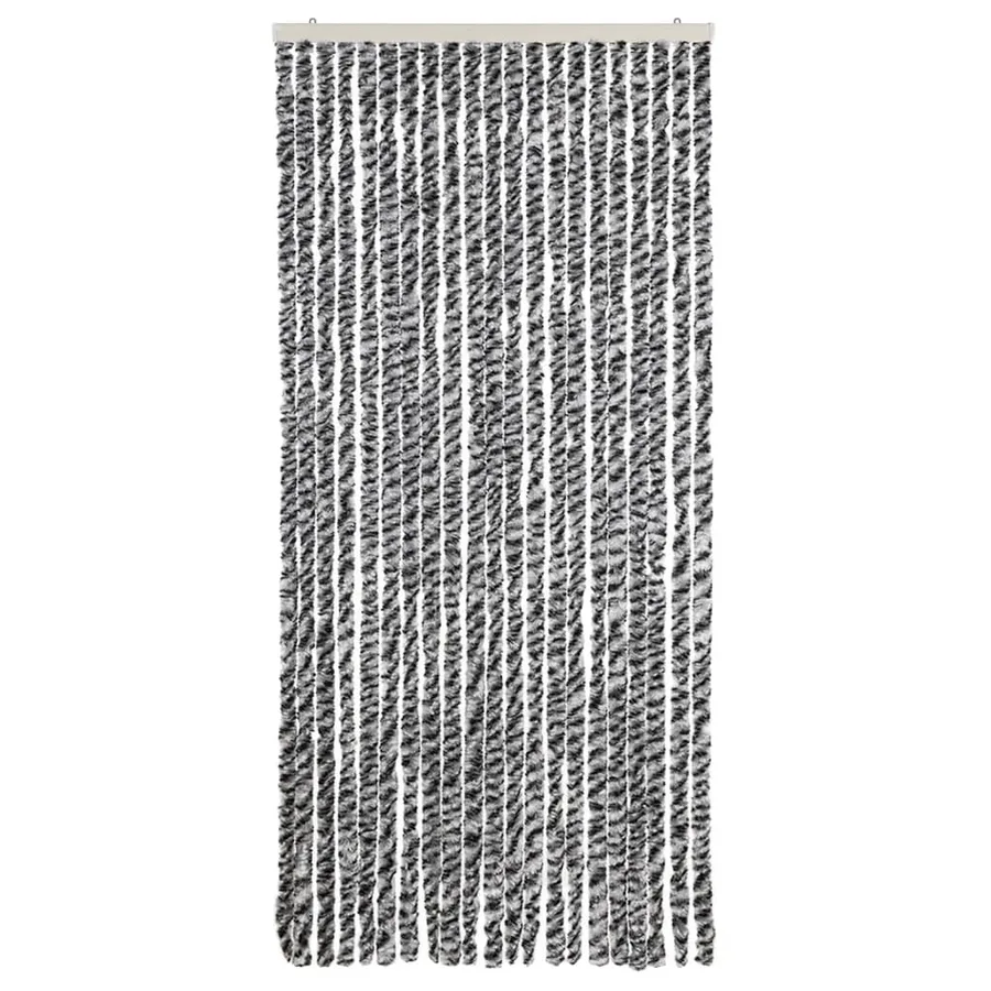 Rideau anti-mouches gris et noir et blanc 90x220 cm chenille - 3
