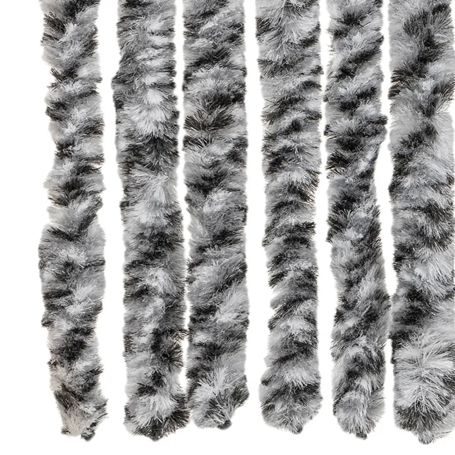 Rideau anti-mouches gris et noir et blanc 90x220 cm chenille - 5