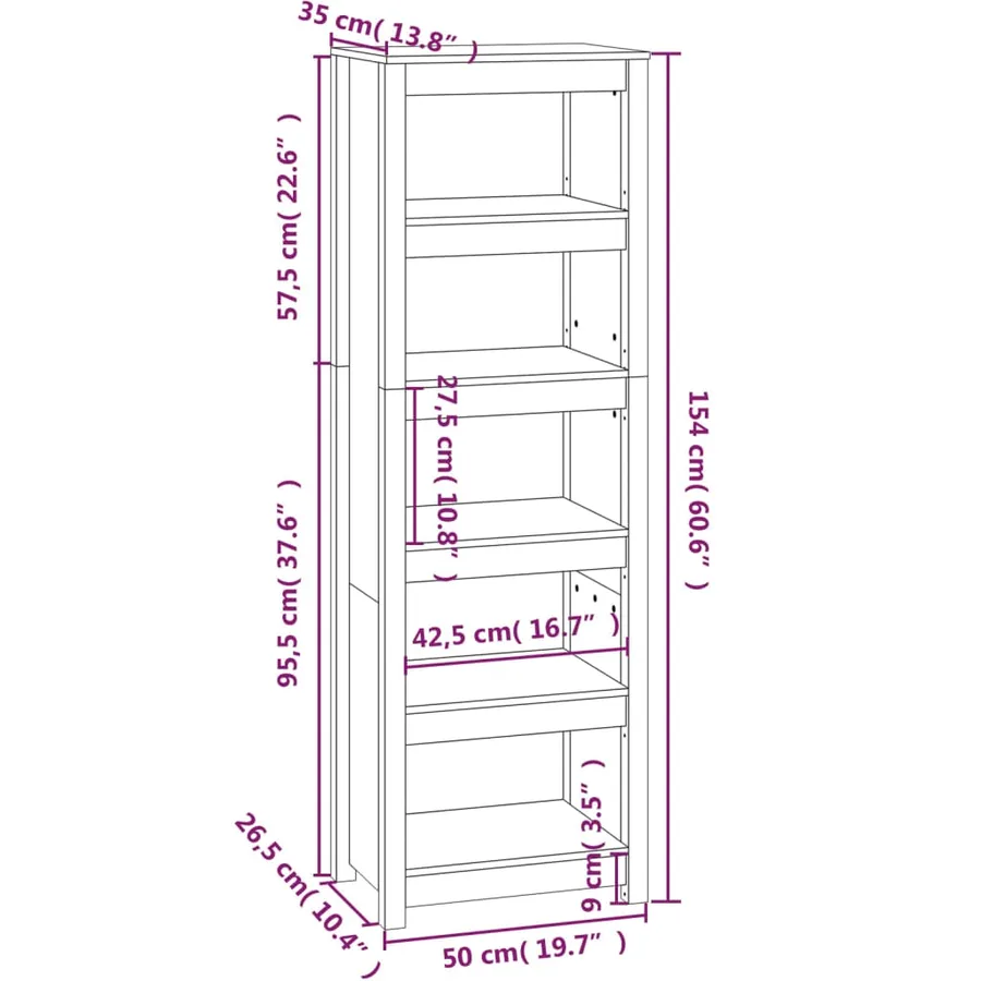 Bibliothèque Marron miel 50x35x154 cm Bois de pin massif - 8