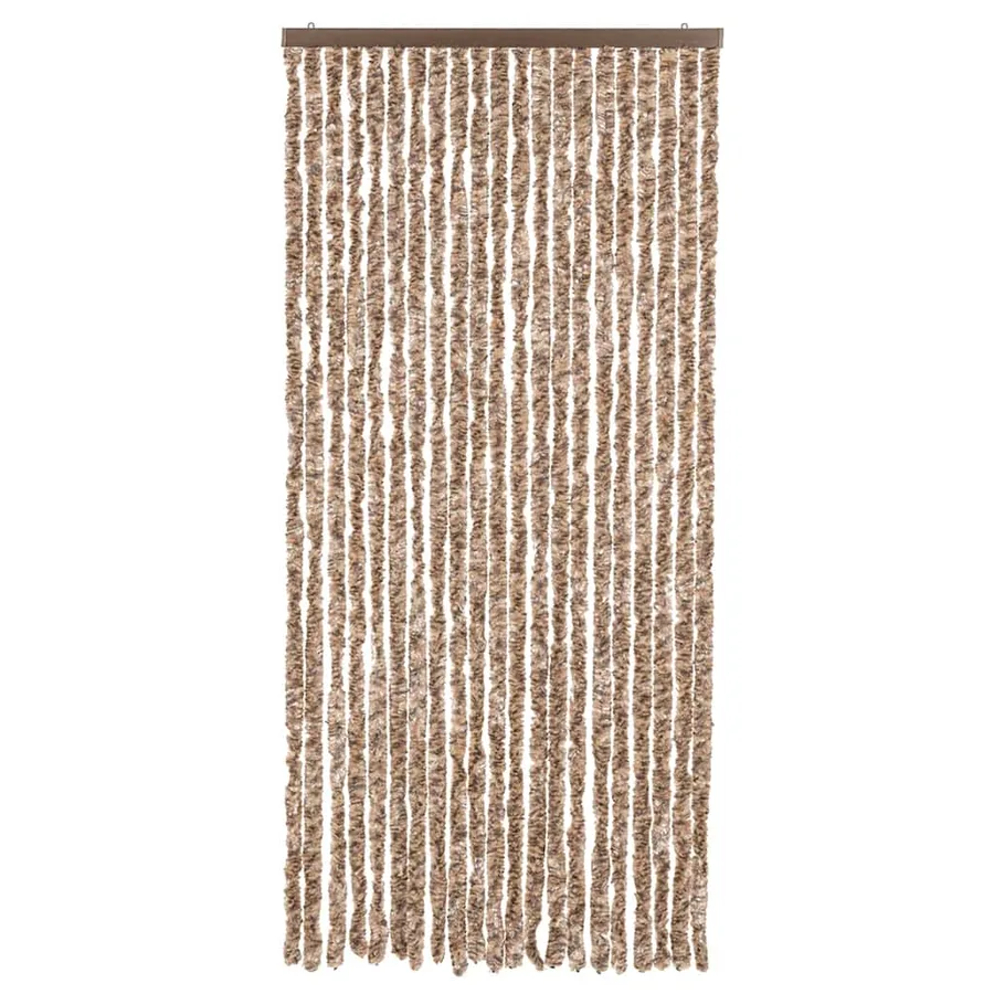 Rideau anti-mouches beige et marron foncé 90x220 cm chenille - 3
