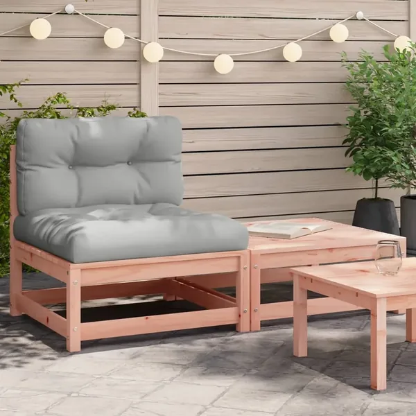Canapé de jardin sans accoudoirs avec coussins et repose-pieds
