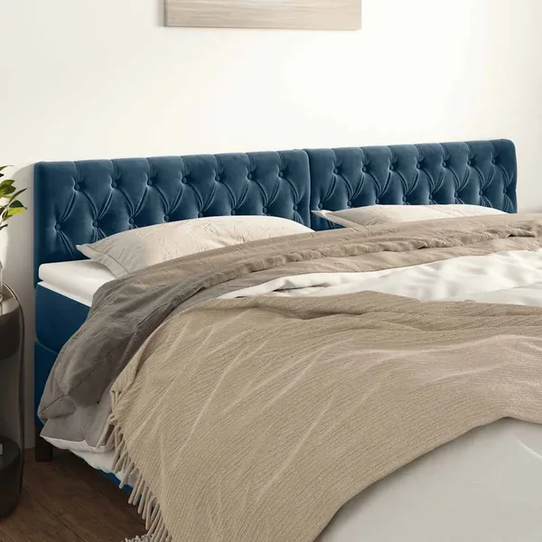 Têtes de lit Bleu foncé 200 x 7 x 78/88 cm Velours