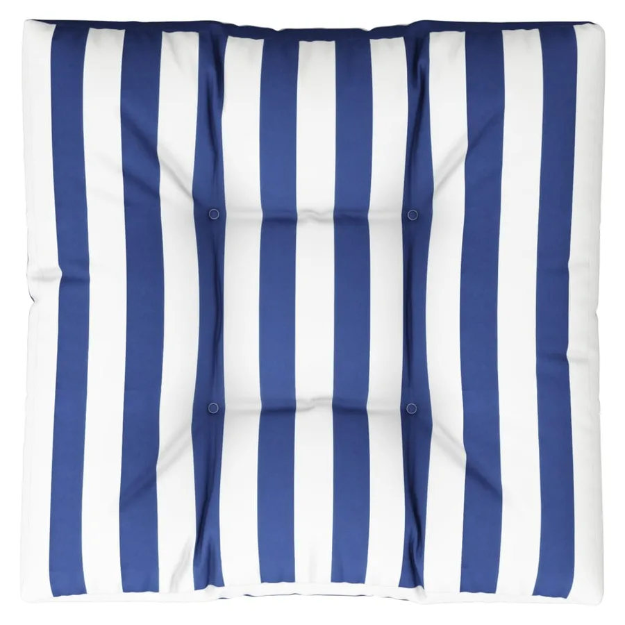 Coussin de palette rayures bleues et blanches 70x70x12 cm tissu - 2