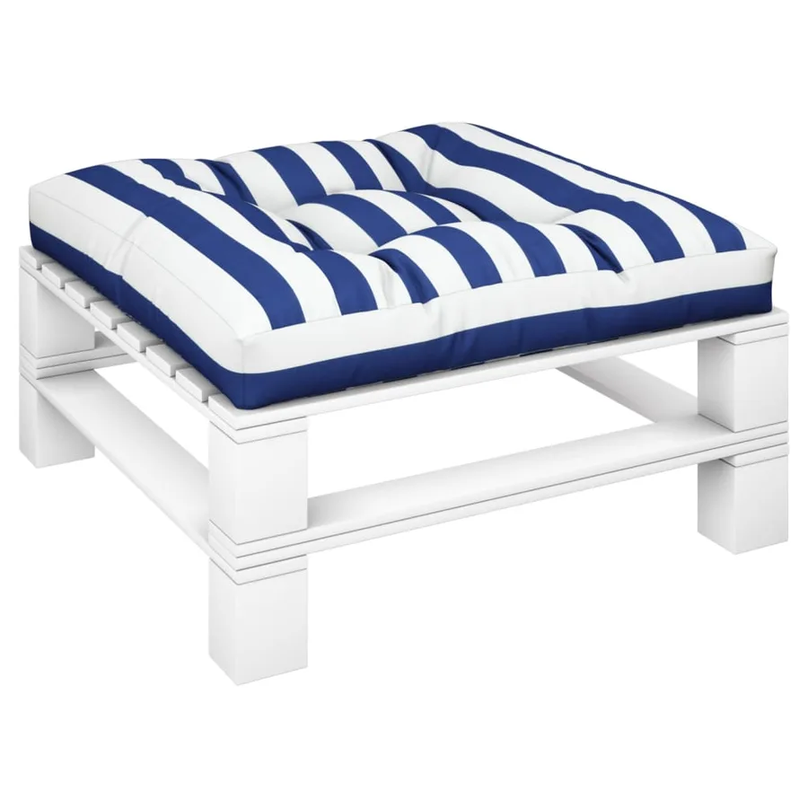 Coussin de palette rayures bleues et blanches 70x70x12 cm tissu - 3