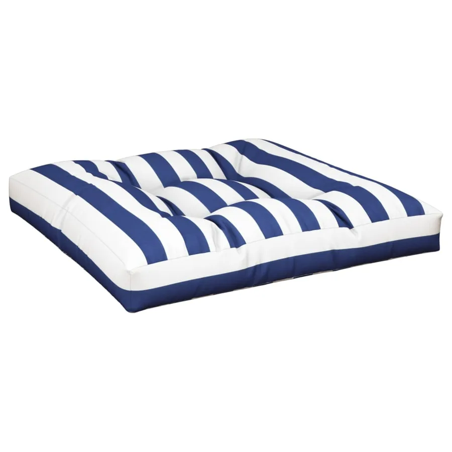 Coussin de palette rayures bleues et blanches 70x70x12 cm tissu - 4