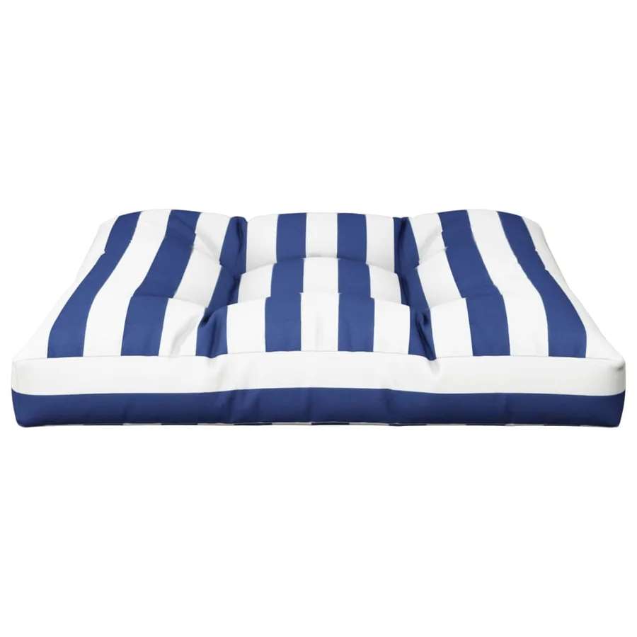 Coussin de palette rayures bleues et blanches 70x70x12 cm tissu - 5