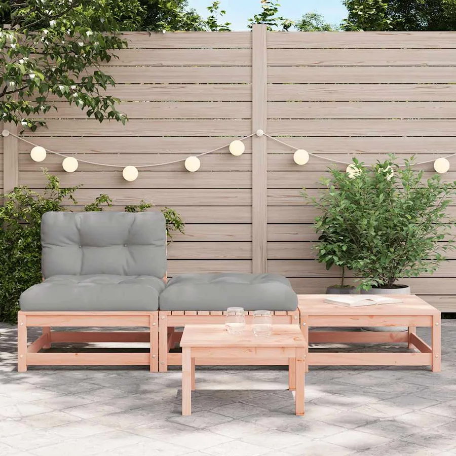 Canapé de jardin sans accoudoirs avec coussins et repose-pieds - 3