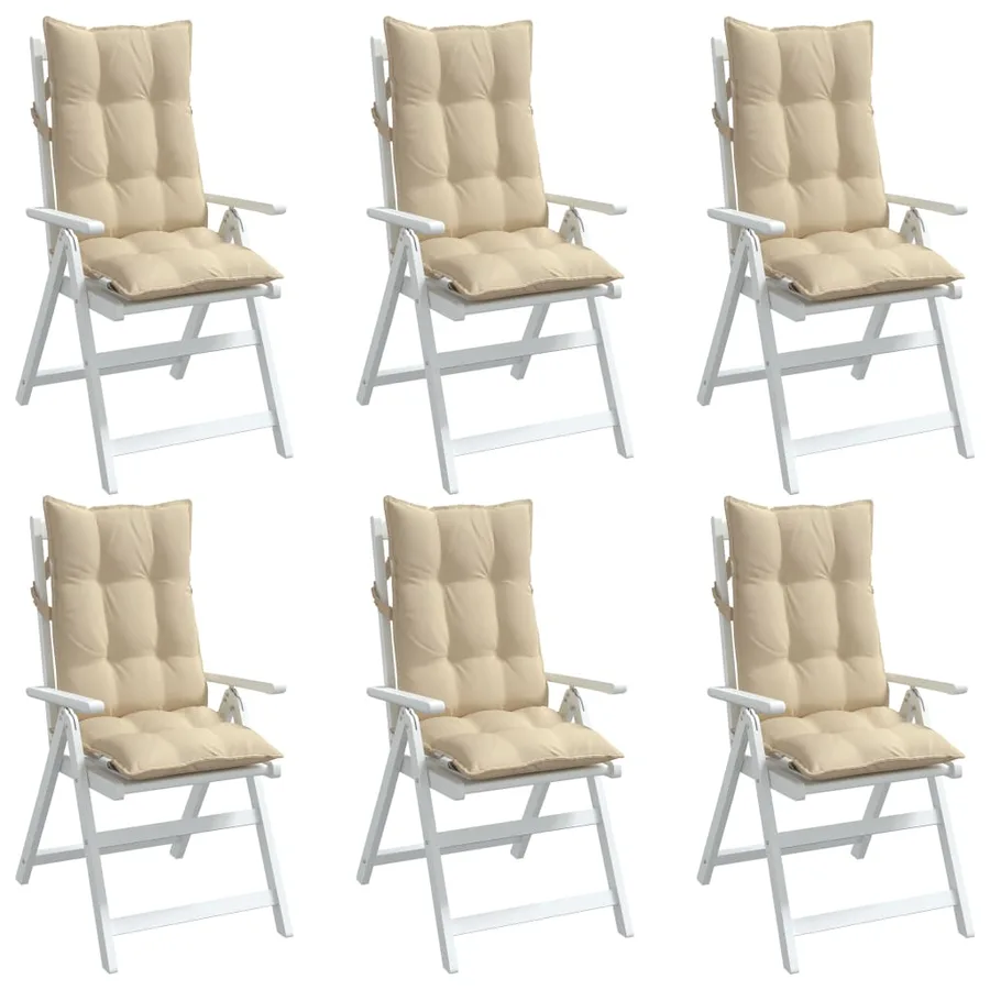 Coussins de chaise à dossier haut lot de 6 beige tissu oxford - 4