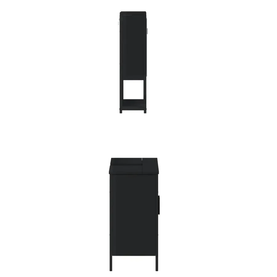 Ensemble de meubles salle de bain 2 pcs noir bois d'ingénierie - 7