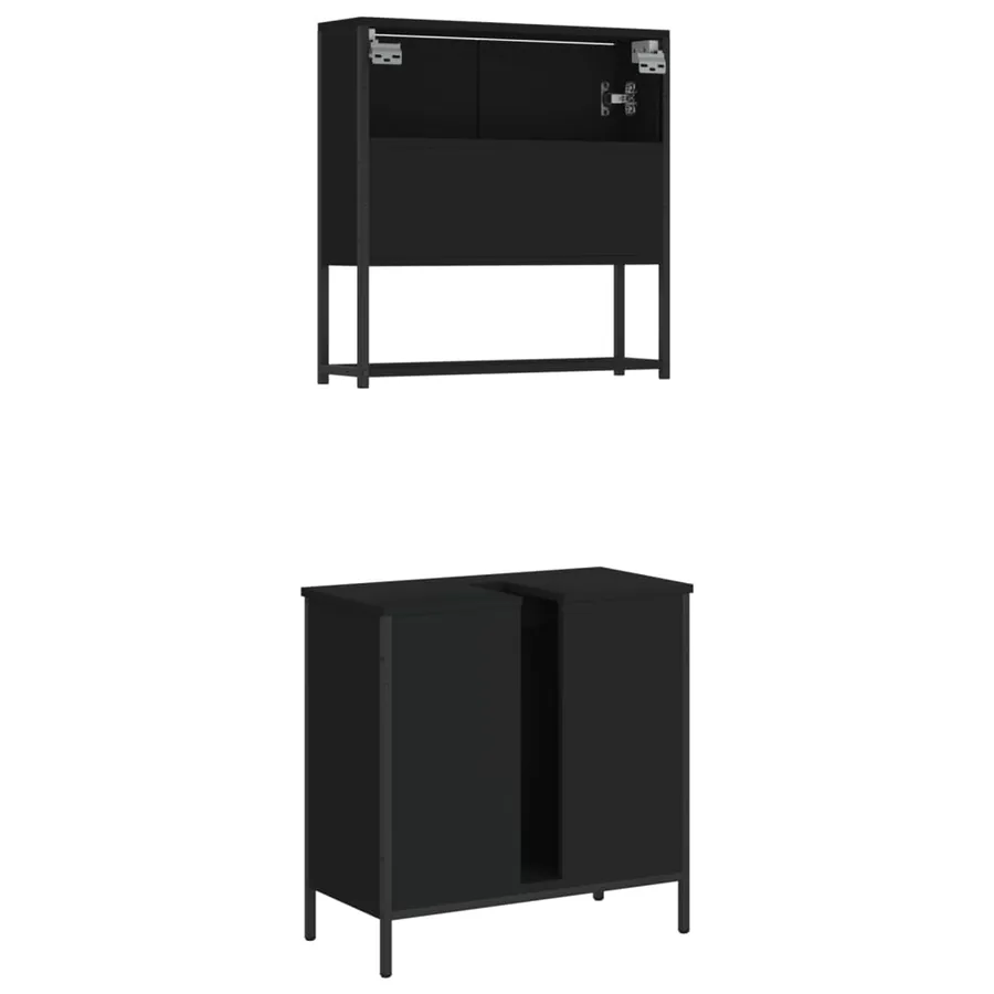 Ensemble de meubles salle de bain 2 pcs noir bois d'ingénierie - 8