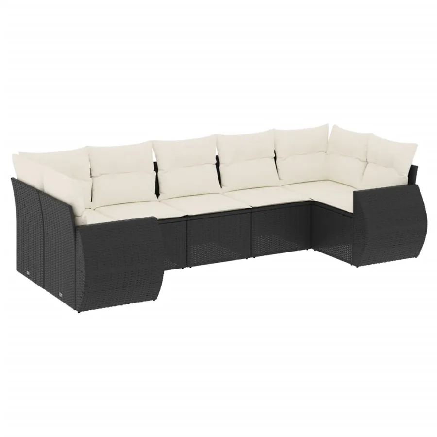 Salon de jardin 7 pcs avec coussins noir résine tressée 62 x 62 x 69 cm - 58,5 kg - 2