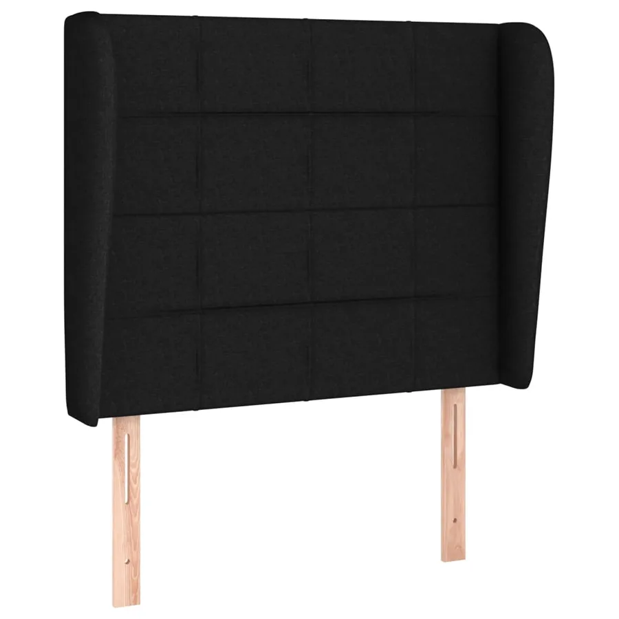 Tête de lit avec oreilles Noir 103x23x118/128 cm Tissu - 2