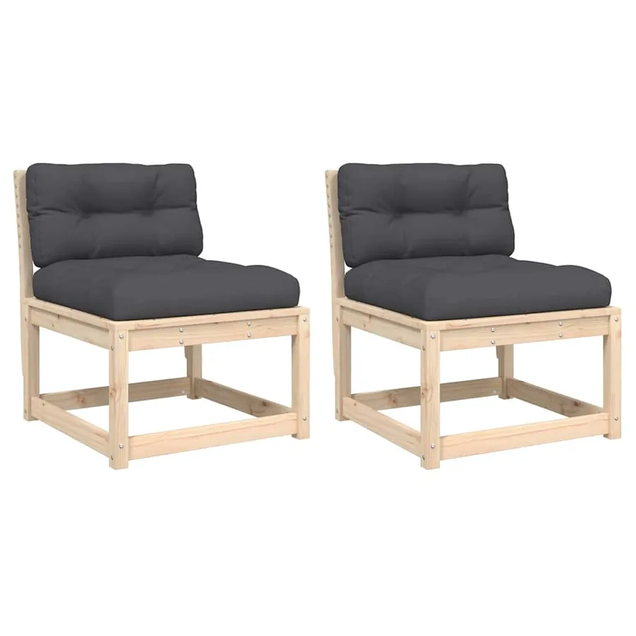 Canapés de jardin avec coussins 2pcs bois de pin massif - 2