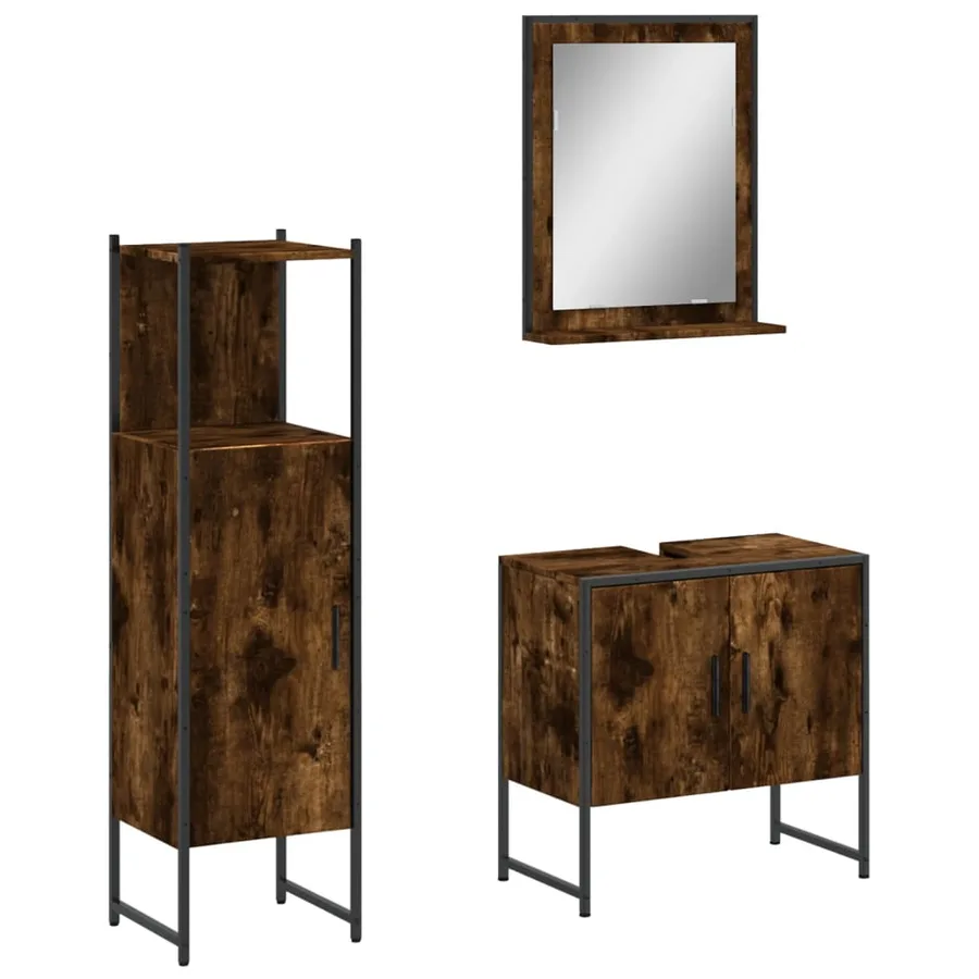 Ensemble d'armoires de salle de bain 3 pcs chêne fumé - 2