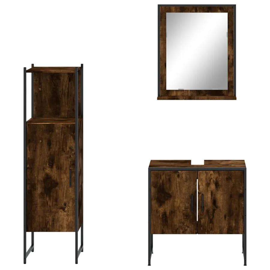 Ensemble d'armoires de salle de bain 3 pcs chêne fumé - 6