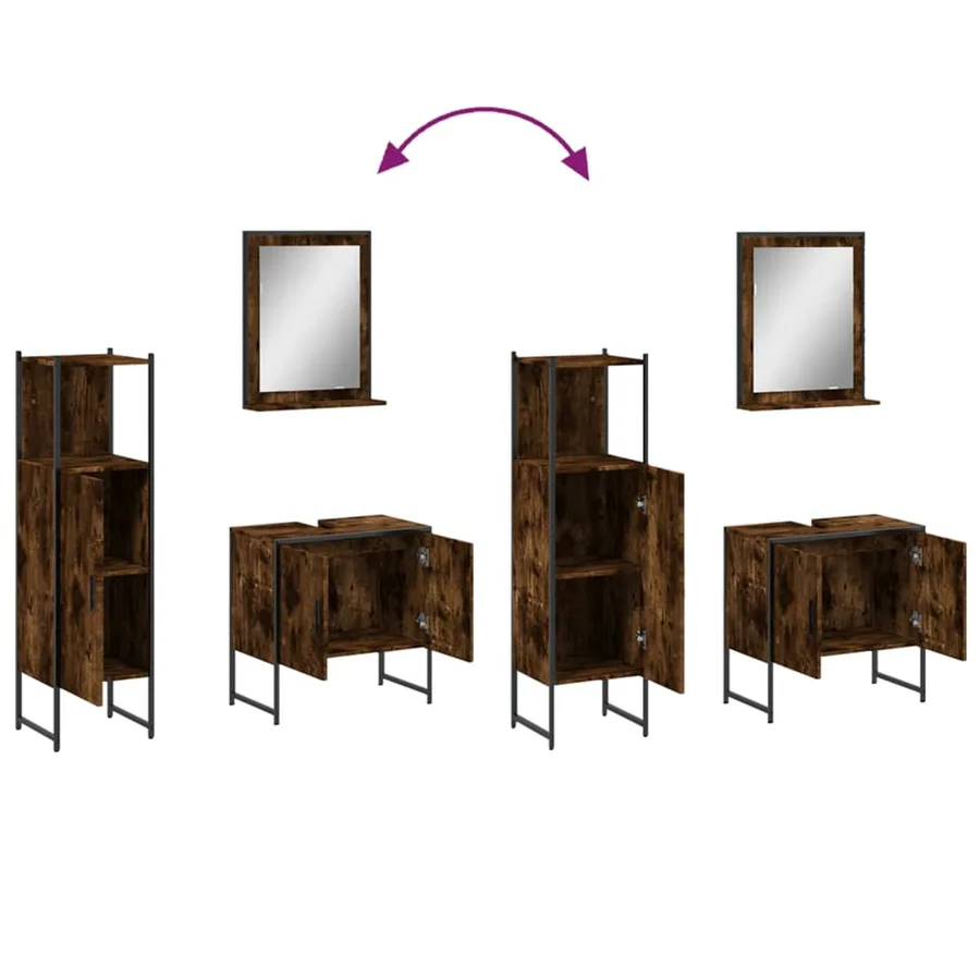 Ensemble d'armoires de salle de bain 3 pcs chêne fumé - 9