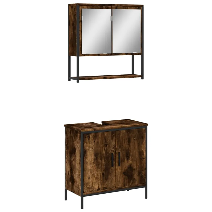 Ensemble de meubles de salle de bain 2 pcs Chêne fumé - 2