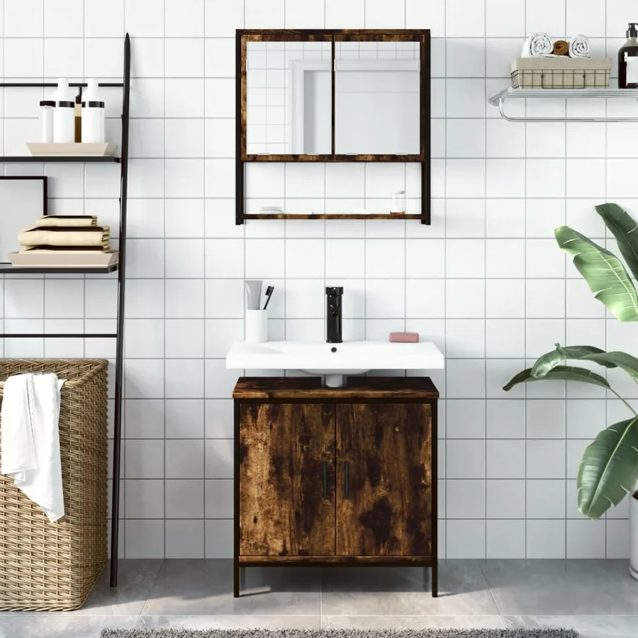 Ensemble de meubles de salle de bain 2 pcs Chêne fumé - 3