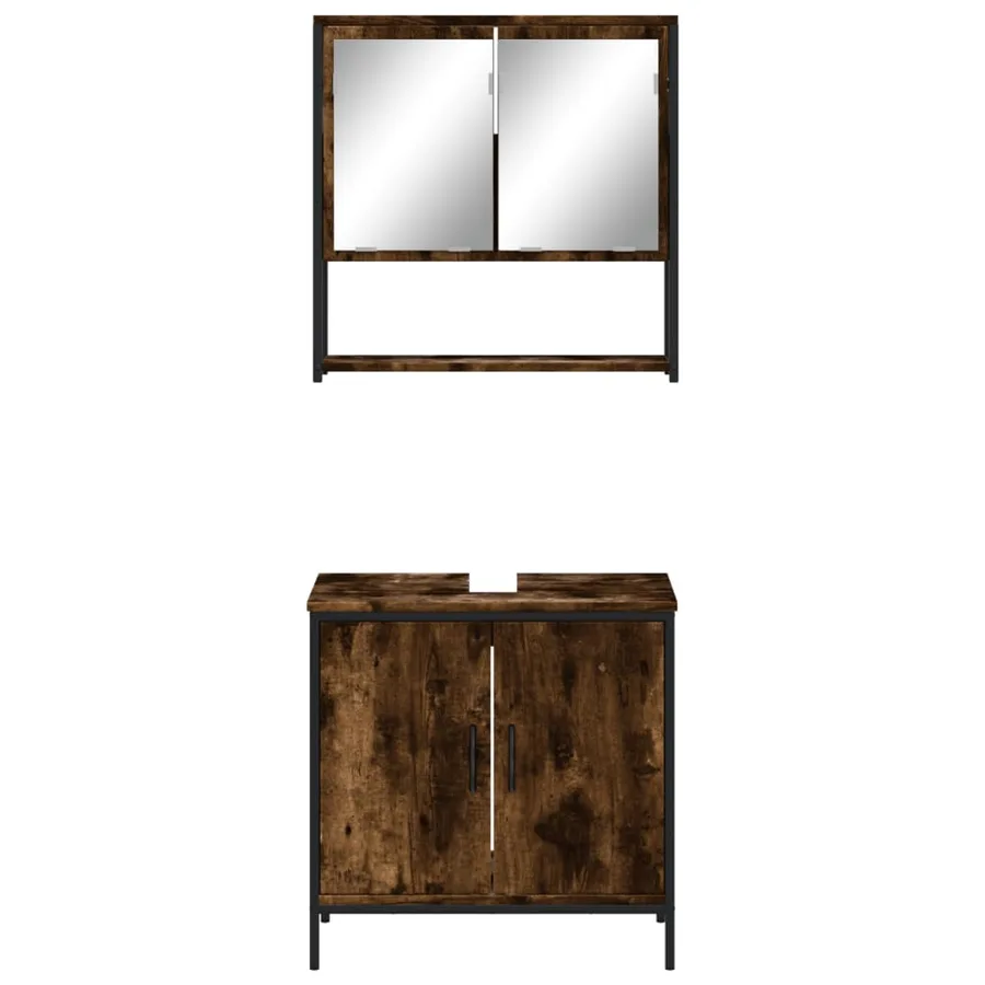Ensemble de meubles de salle de bain 2 pcs Chêne fumé - 5
