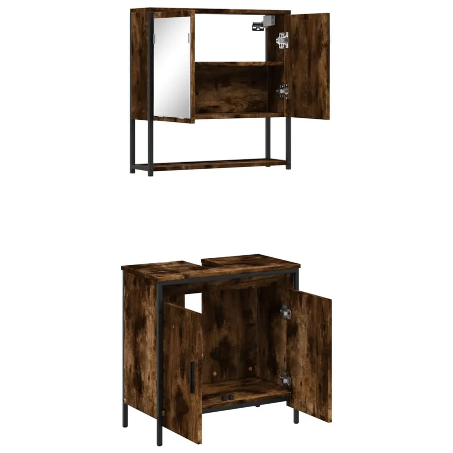 Ensemble de meubles de salle de bain 2 pcs Chêne fumé - 6