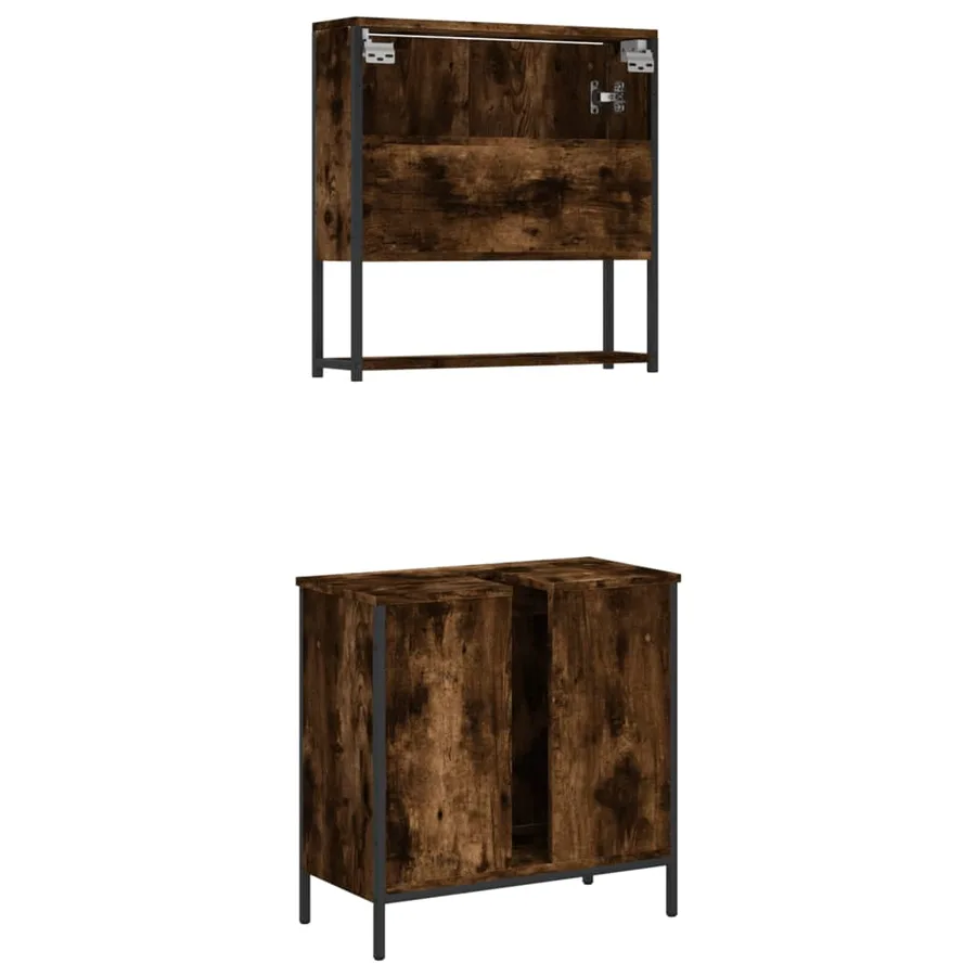 Ensemble de meubles de salle de bain 2 pcs Chêne fumé - 8