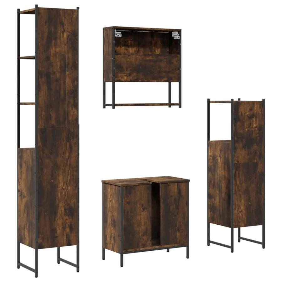 Ensemble de meubles de salle de bain 4 pcs Chêne fumé Bois - 8