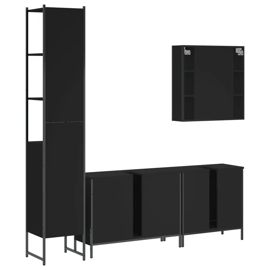 Ensemble d’armoires salle de bain 4 pcs noir bois d'ingénierie - 8
