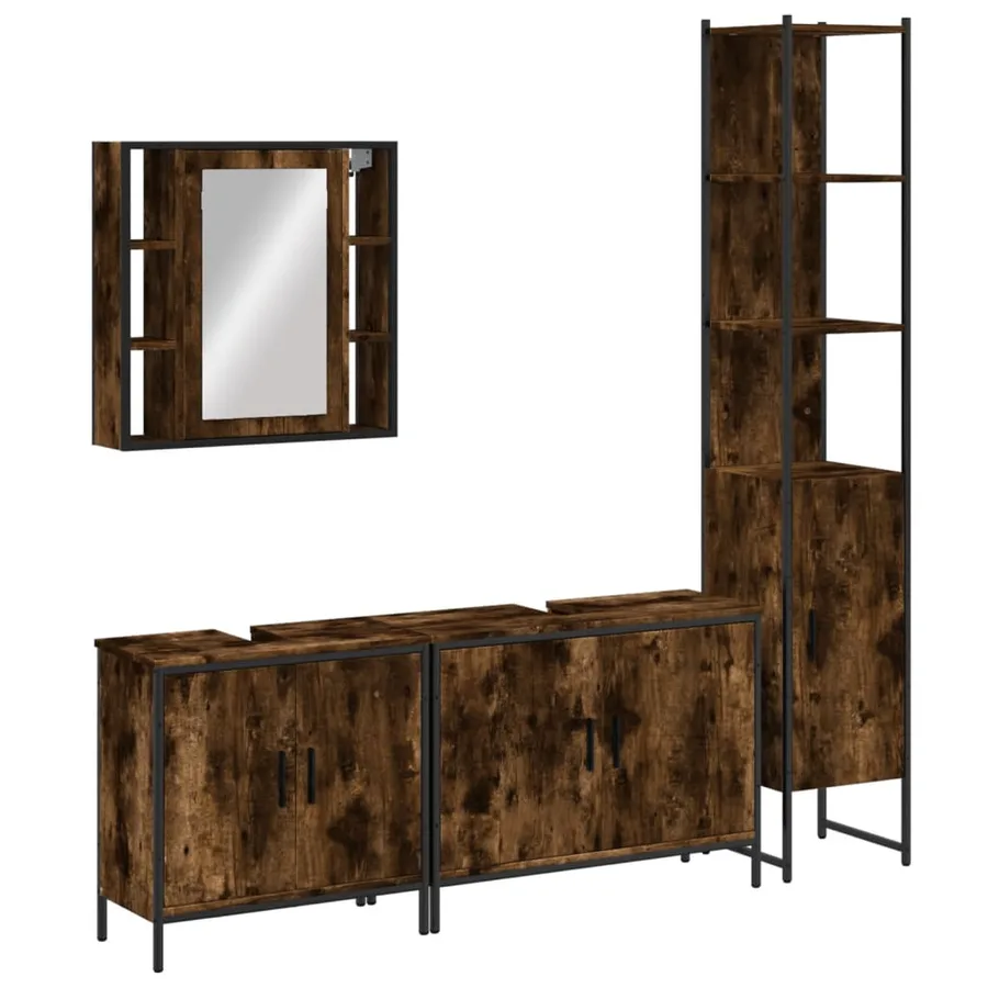 Ensemble d'armoires de salle de bain 4 pcs chêne fumé - 2