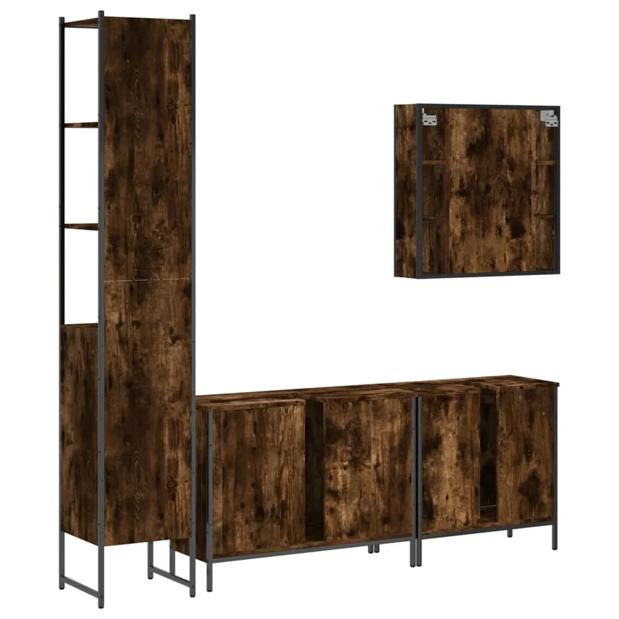 Ensemble d'armoires de salle de bain 4 pcs chêne fumé - 8