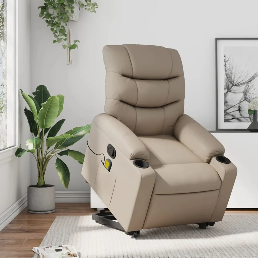 Fauteuil inclinable de massage Cappuccino Similicuir - 16
