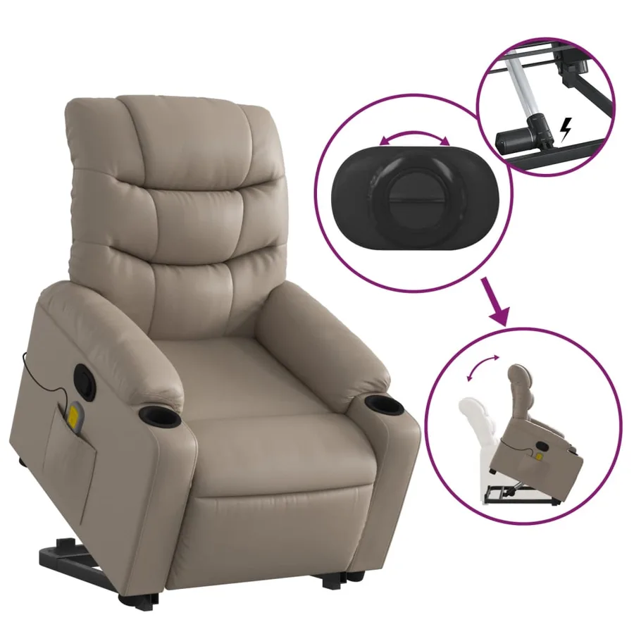 Fauteuil inclinable de massage Cappuccino Similicuir - 6