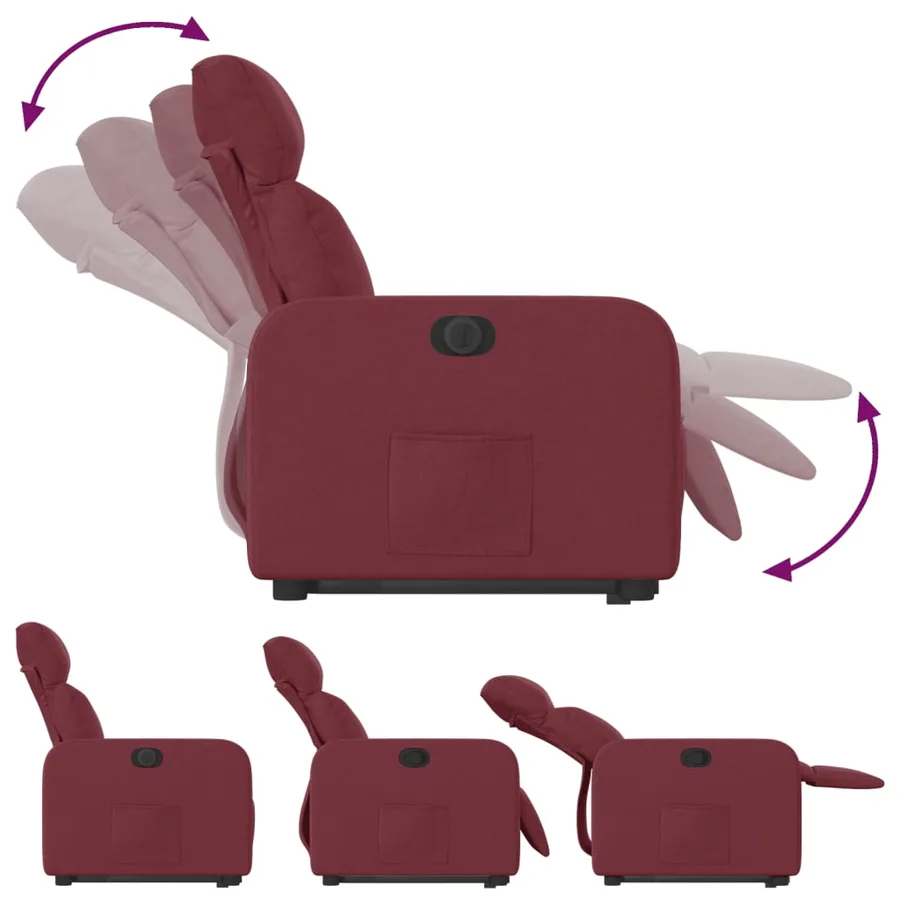 Fauteuil inclinable électrique rouge bordeaux tissu - 7