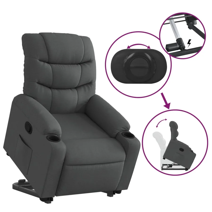 Fauteuil inclinable Gris foncé Tissu - 6