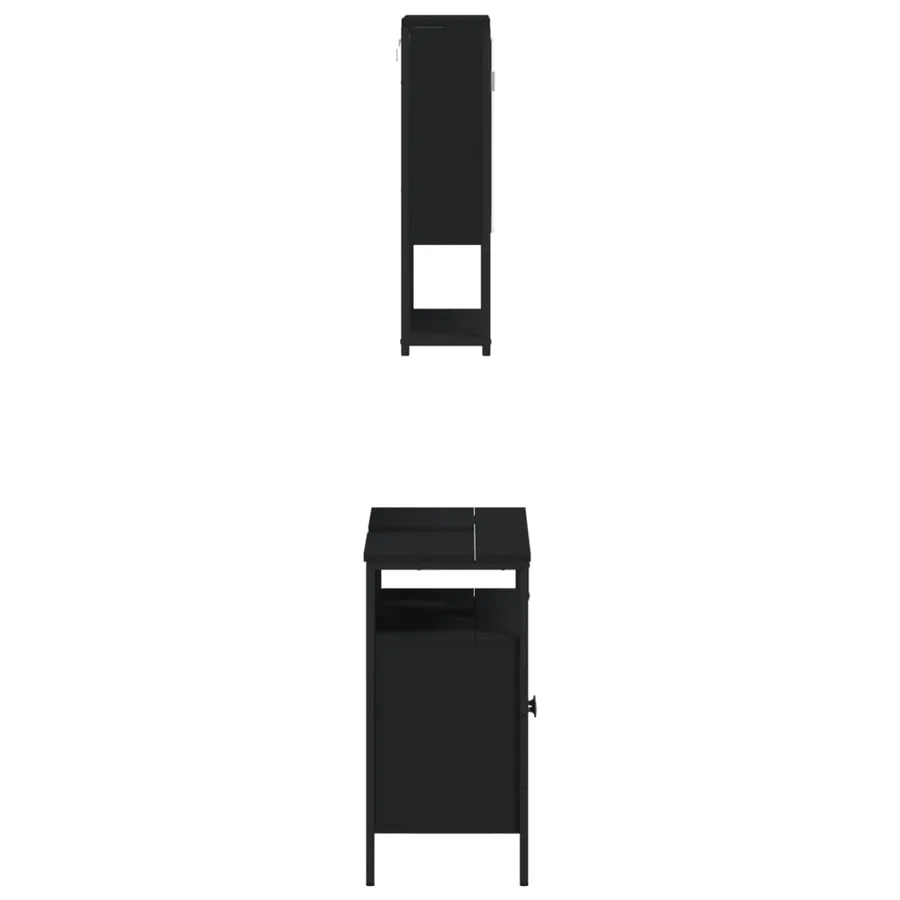 Ensemble de meubles salle de bain 2 pcs noir bois d'ingénierie - 7