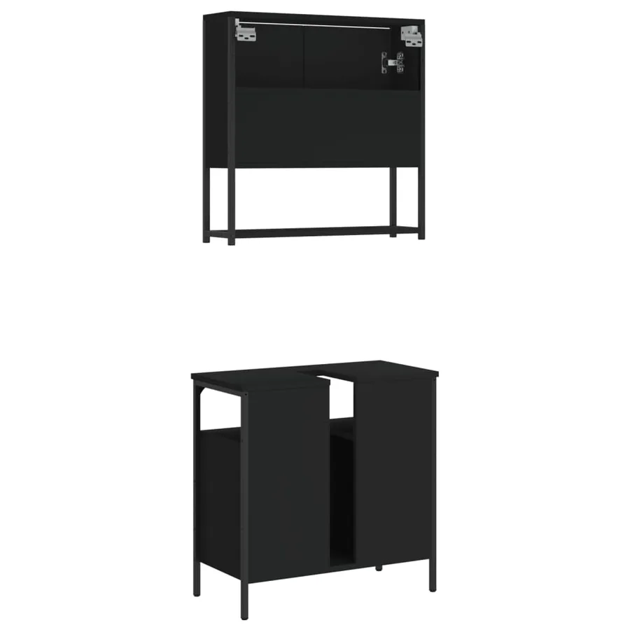 Ensemble de meubles salle de bain 2 pcs noir bois d'ingénierie - 8