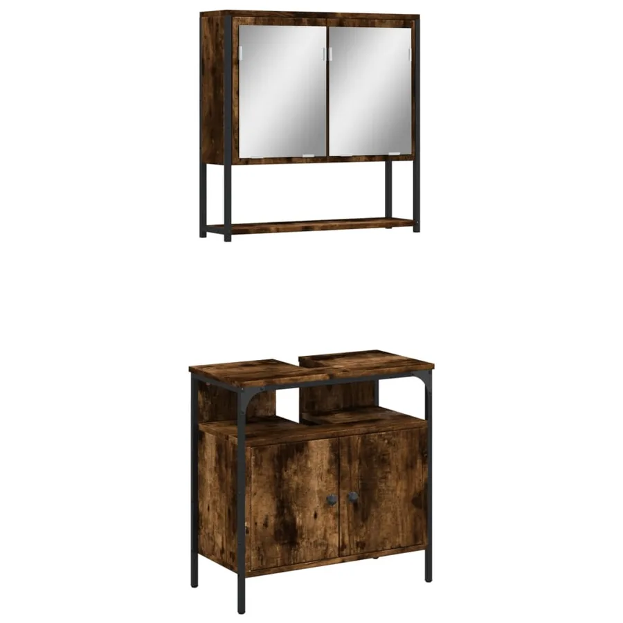 Ensemble de meubles de salle de bain 2 pcs Chêne fumé - 2