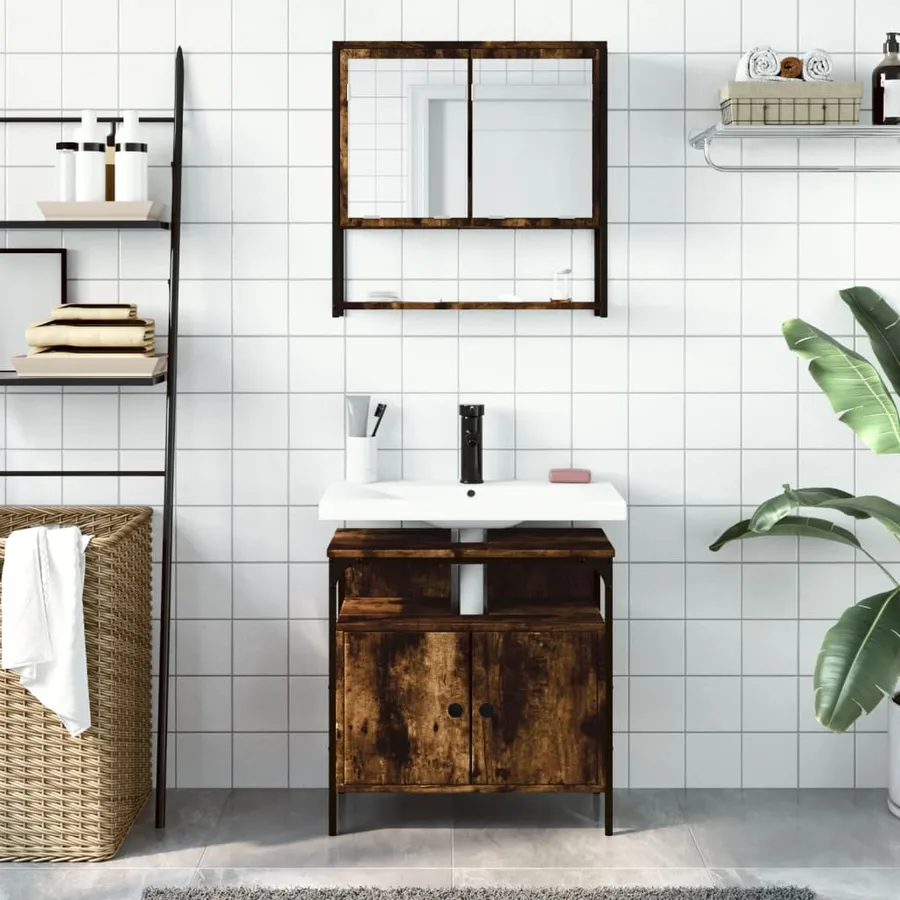Ensemble de meubles de salle de bain 2 pcs Chêne fumé - 3