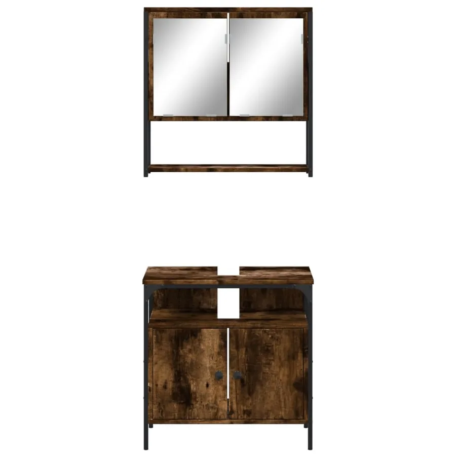 Ensemble de meubles de salle de bain 2 pcs Chêne fumé - 5