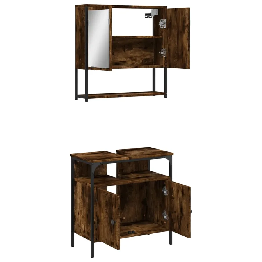 Ensemble de meubles de salle de bain 2 pcs Chêne fumé - 6