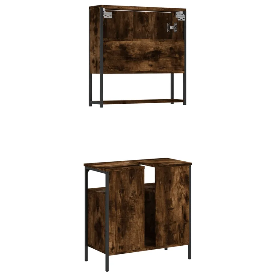 Ensemble de meubles de salle de bain 2 pcs Chêne fumé - 8