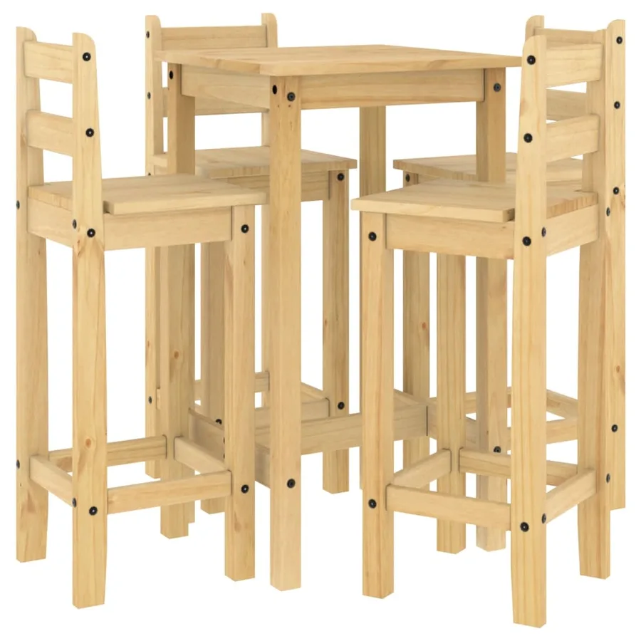 Ensemble de bar 5 pcs Bois de pin massif - 2