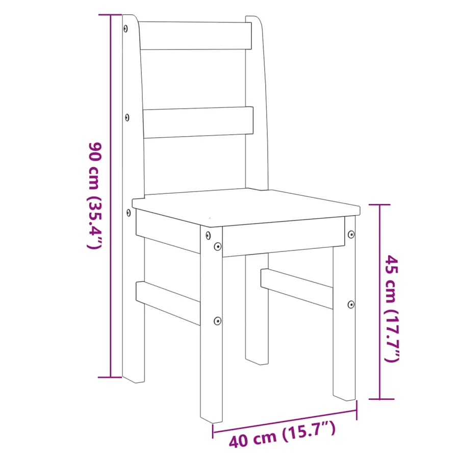 Chaises à manger lot de 2 PANAMA blanc bois massif de pin - 9