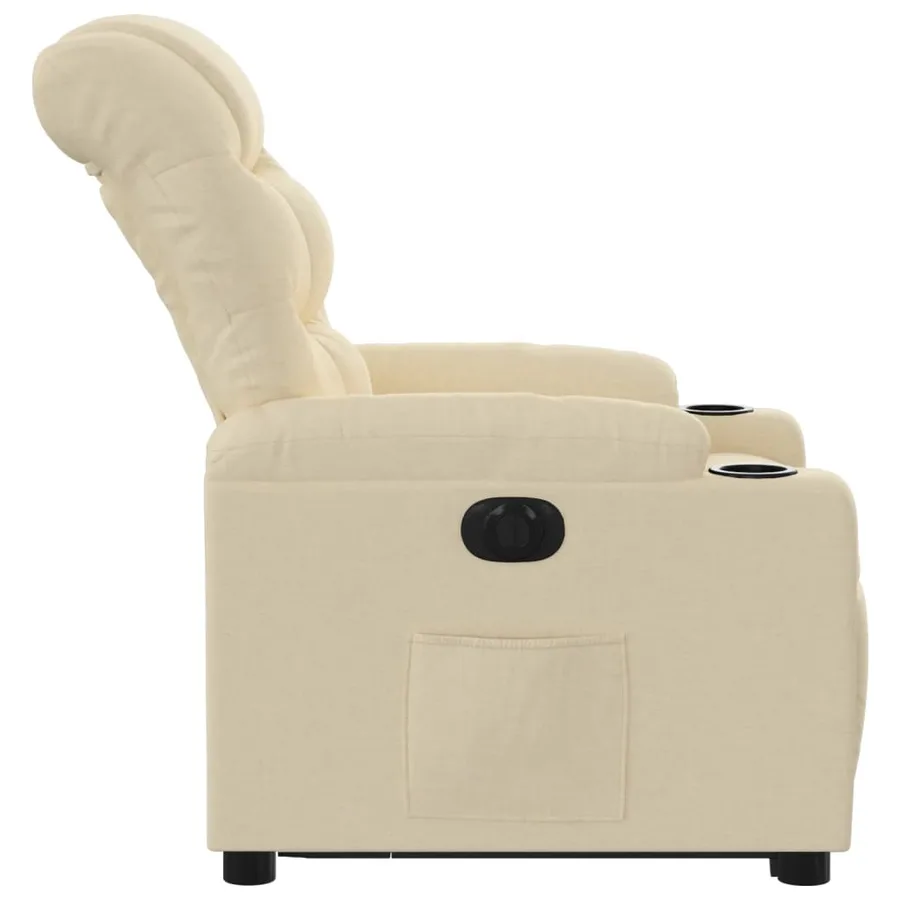 Fauteuil inclinable électrique crème tissu - 10