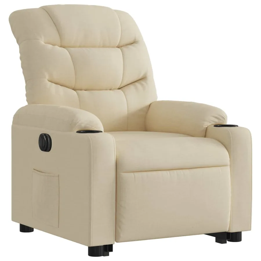 Fauteuil inclinable électrique crème tissu - 4