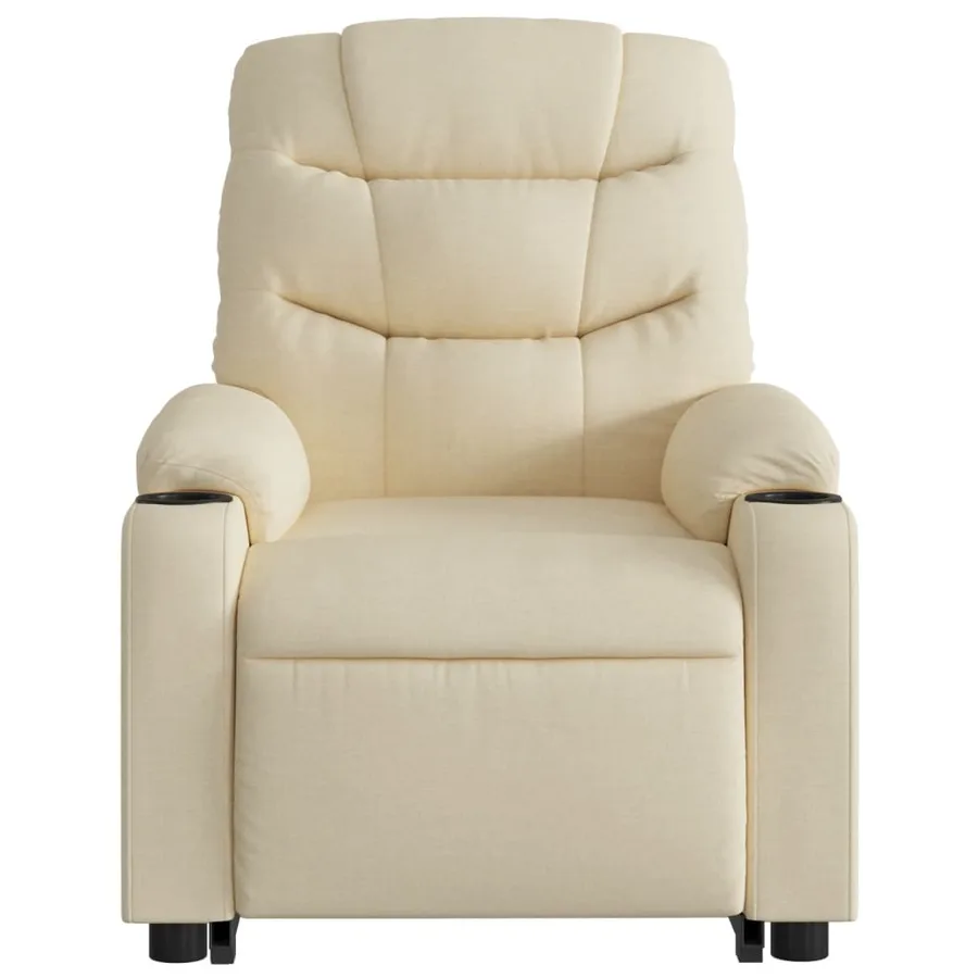 Fauteuil inclinable électrique crème tissu - 9
