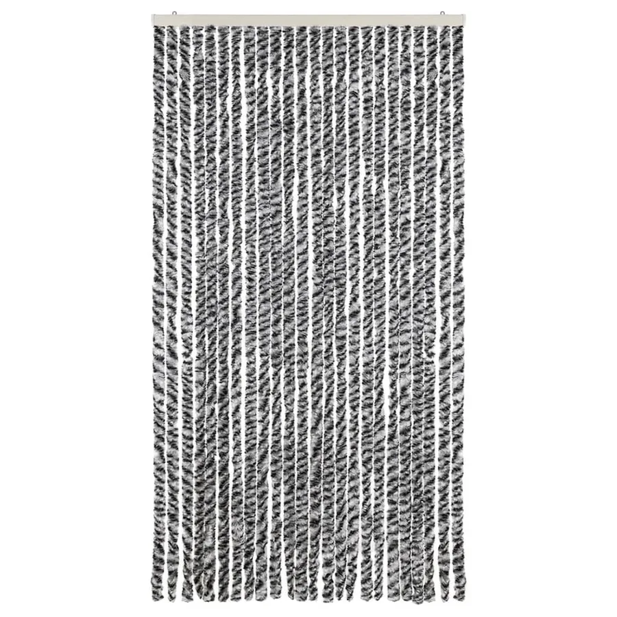 Rideau anti-mouches gris et noir et blanc 100x220 cm chenille - 3