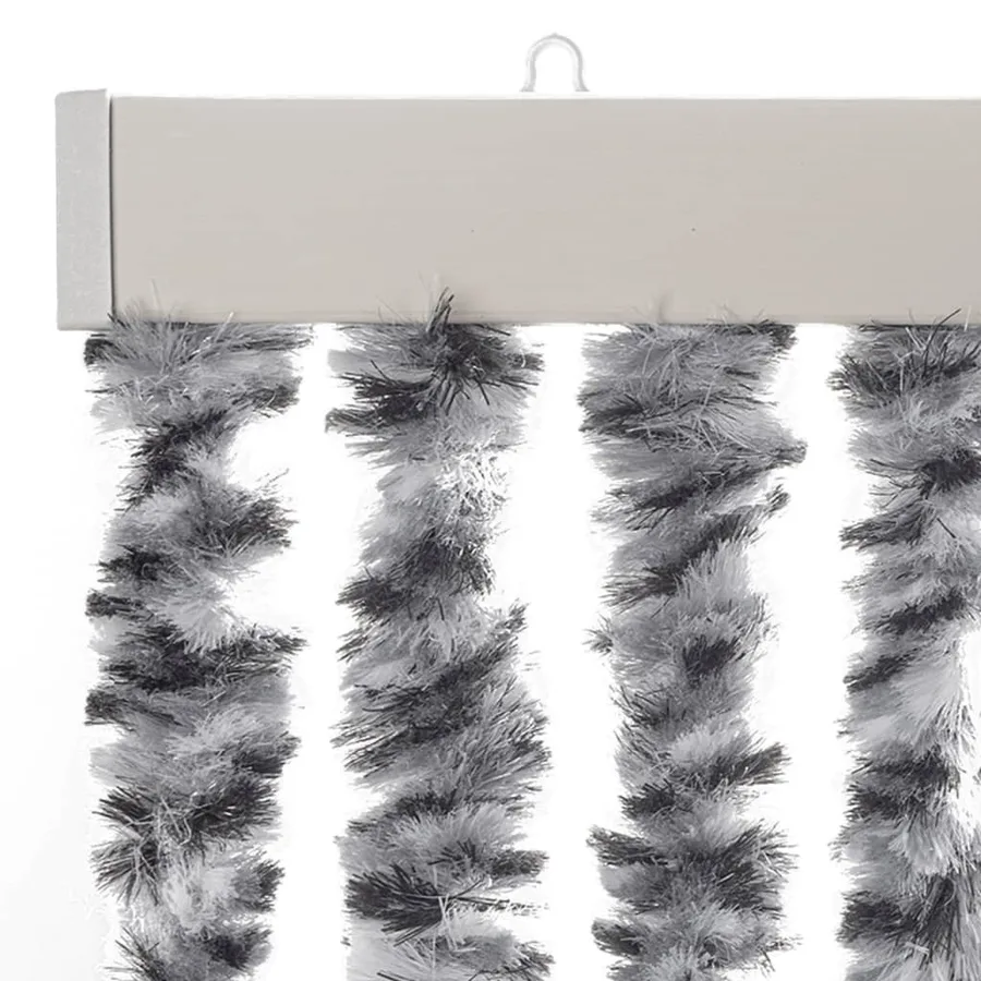 Rideau anti-mouches gris et noir et blanc 100x220 cm chenille - 4