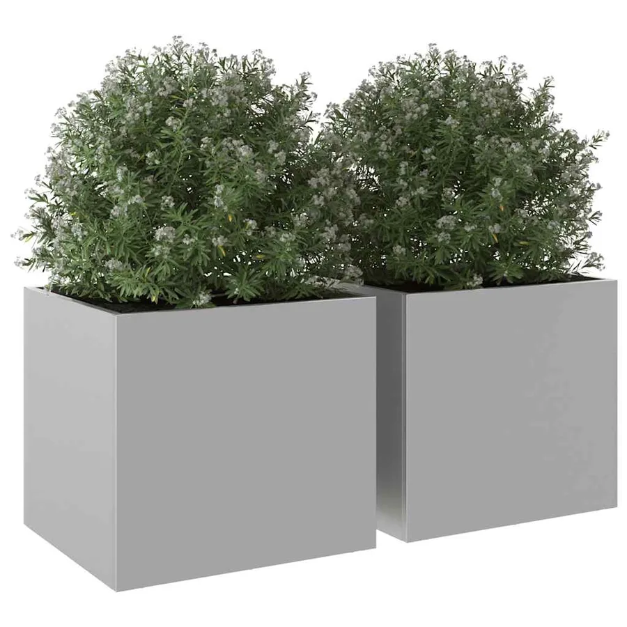 Jardinières 2 pcs argenté 32x30x29 cm acier galvanisé - 4