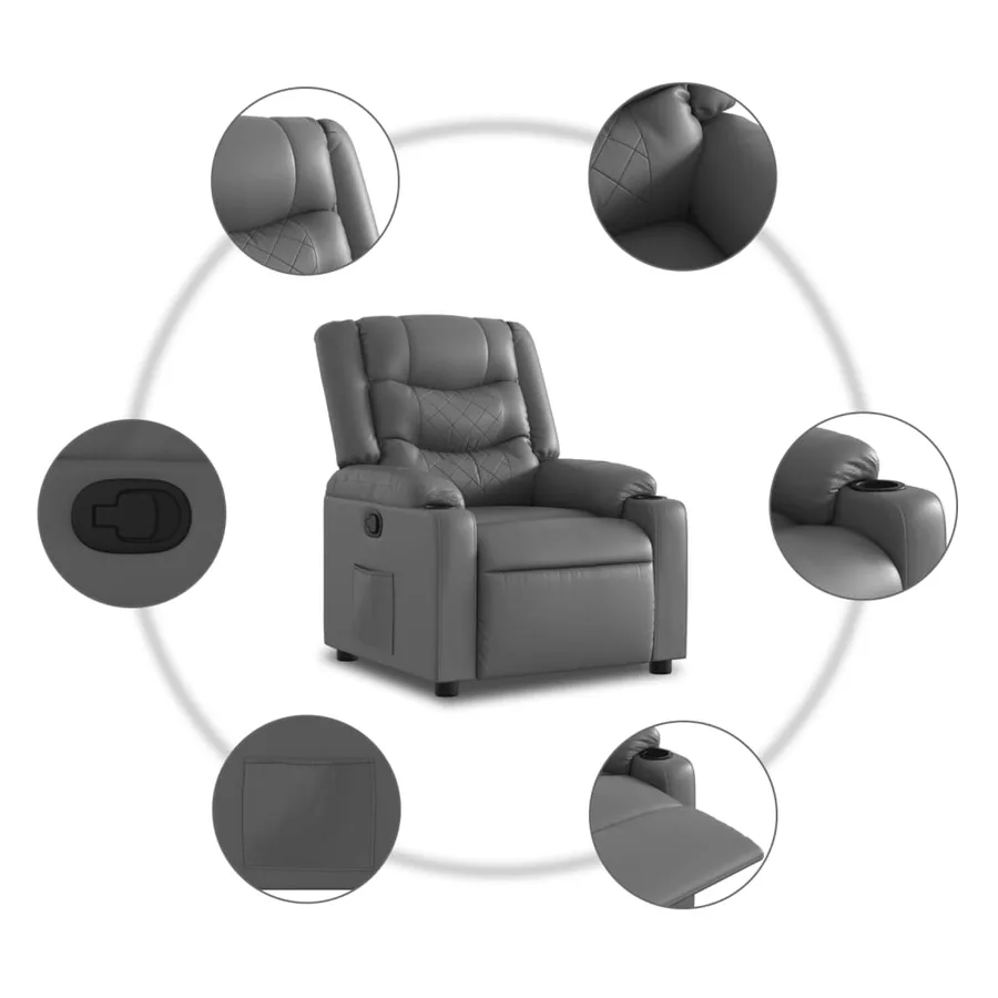 Fauteuil inclinable Gris Similicuir - 8