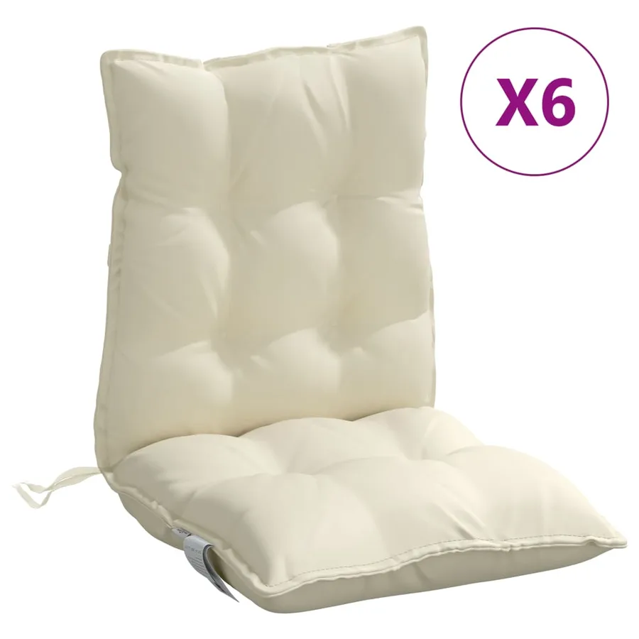 Coussins de chaise à dossier bas lot de 6 crème tissu oxford - 2